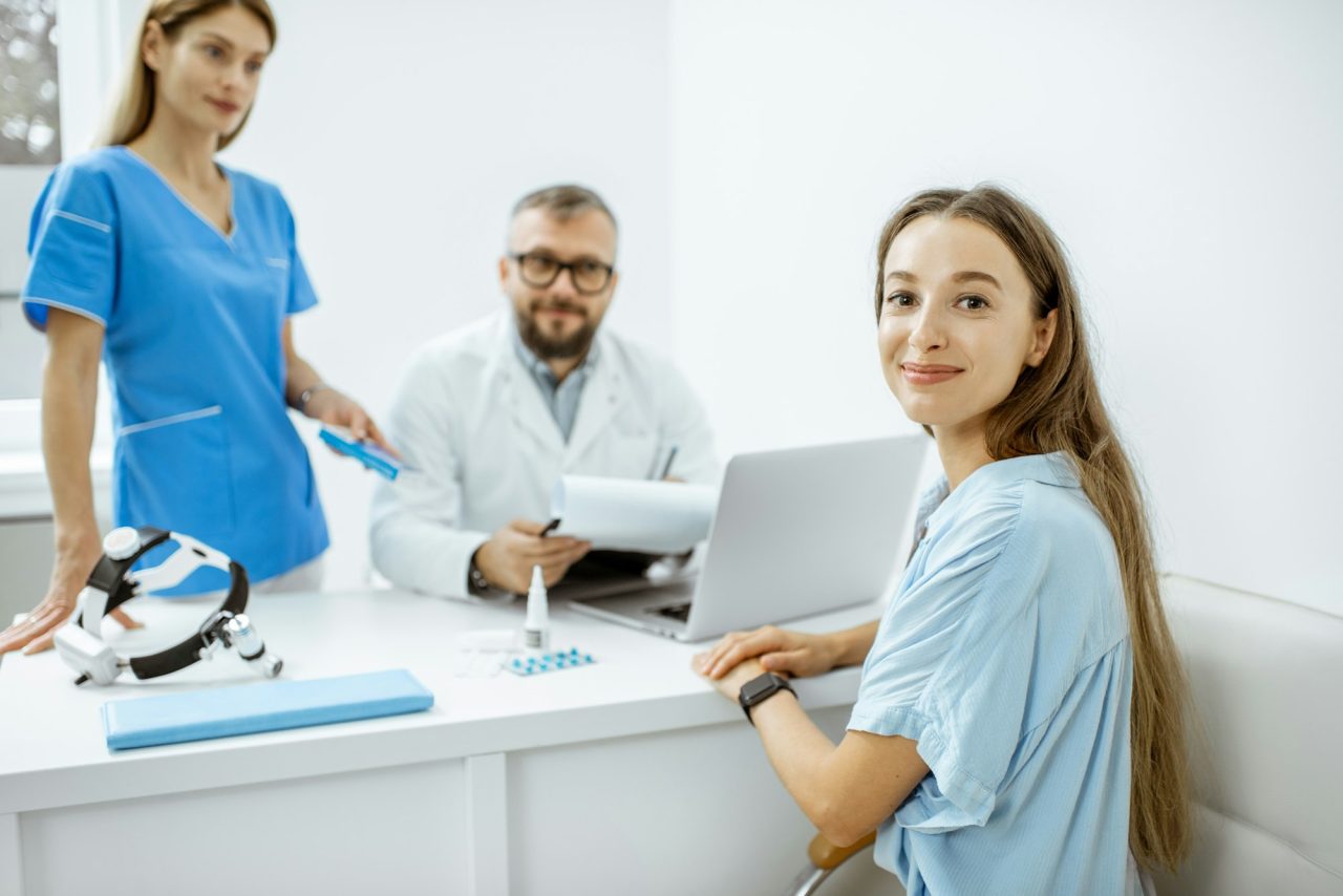 Patient at an appointment with otolaryngologist